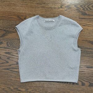 Alexander Wang Shimmering Silver Crop Top XS
